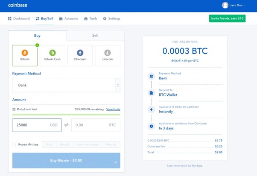 Plateforme Coinbase