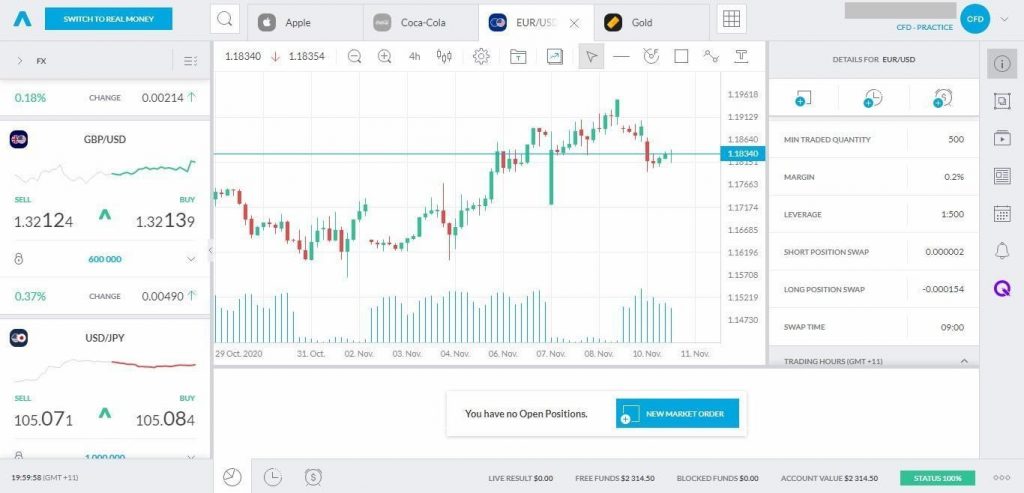 Trading 212 Webtrader Interface