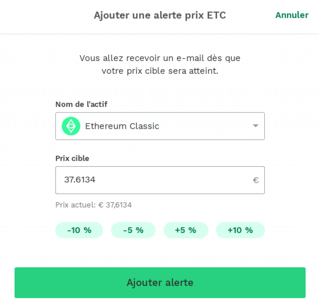 BitPanda - Alertes et notifications