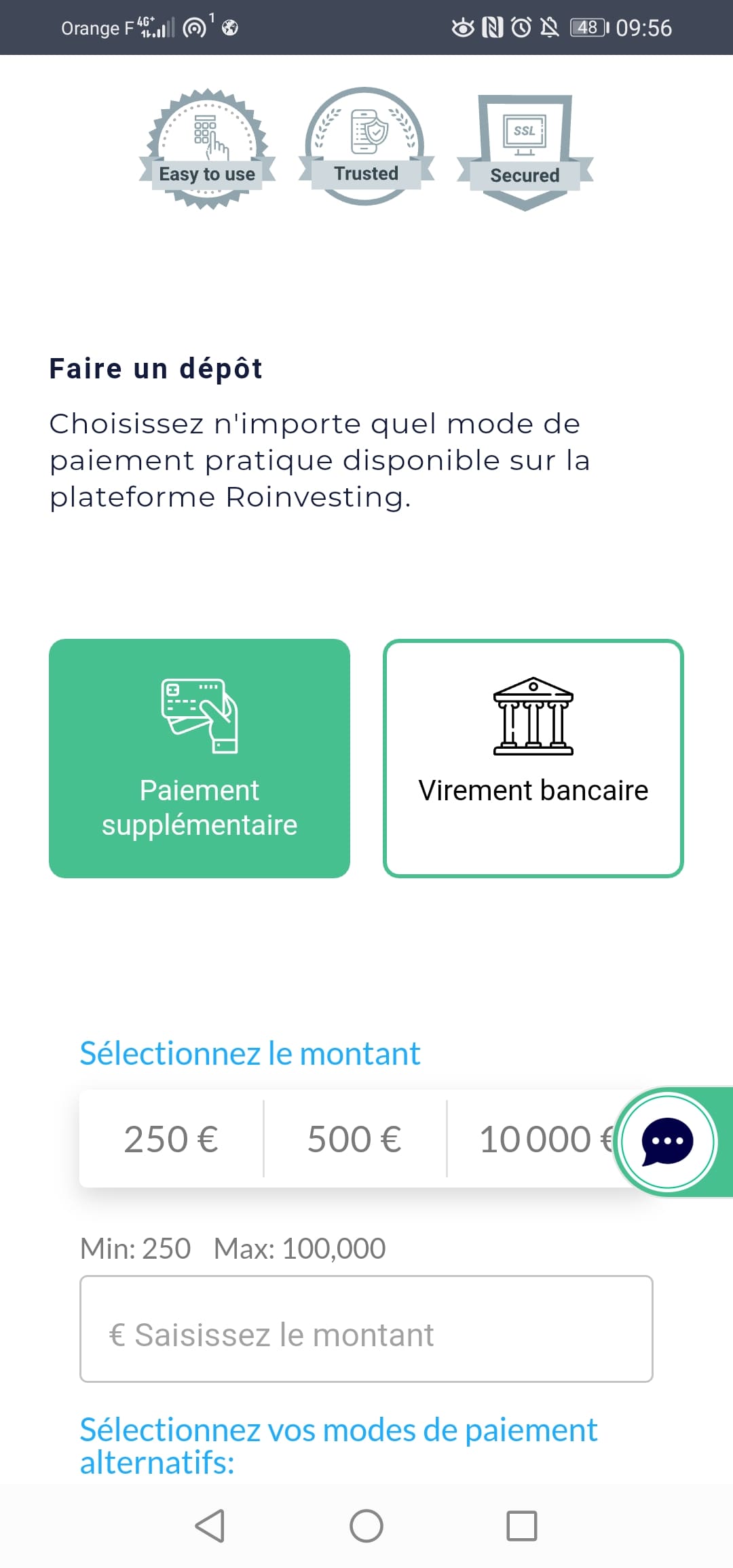 ROInvesting Enregistrement Faire un Depot