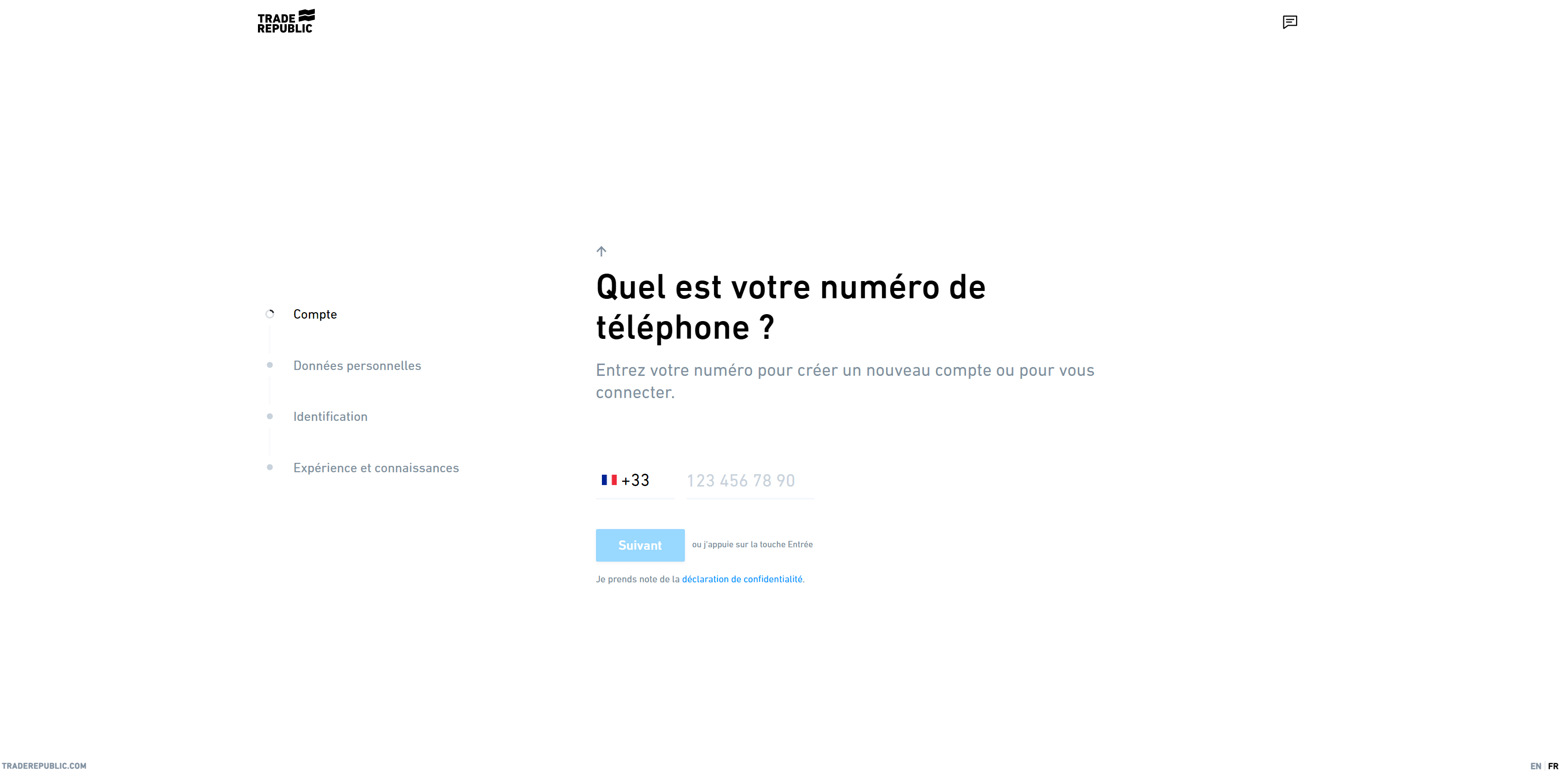 Trade Republic Ouvrir un compte telephone