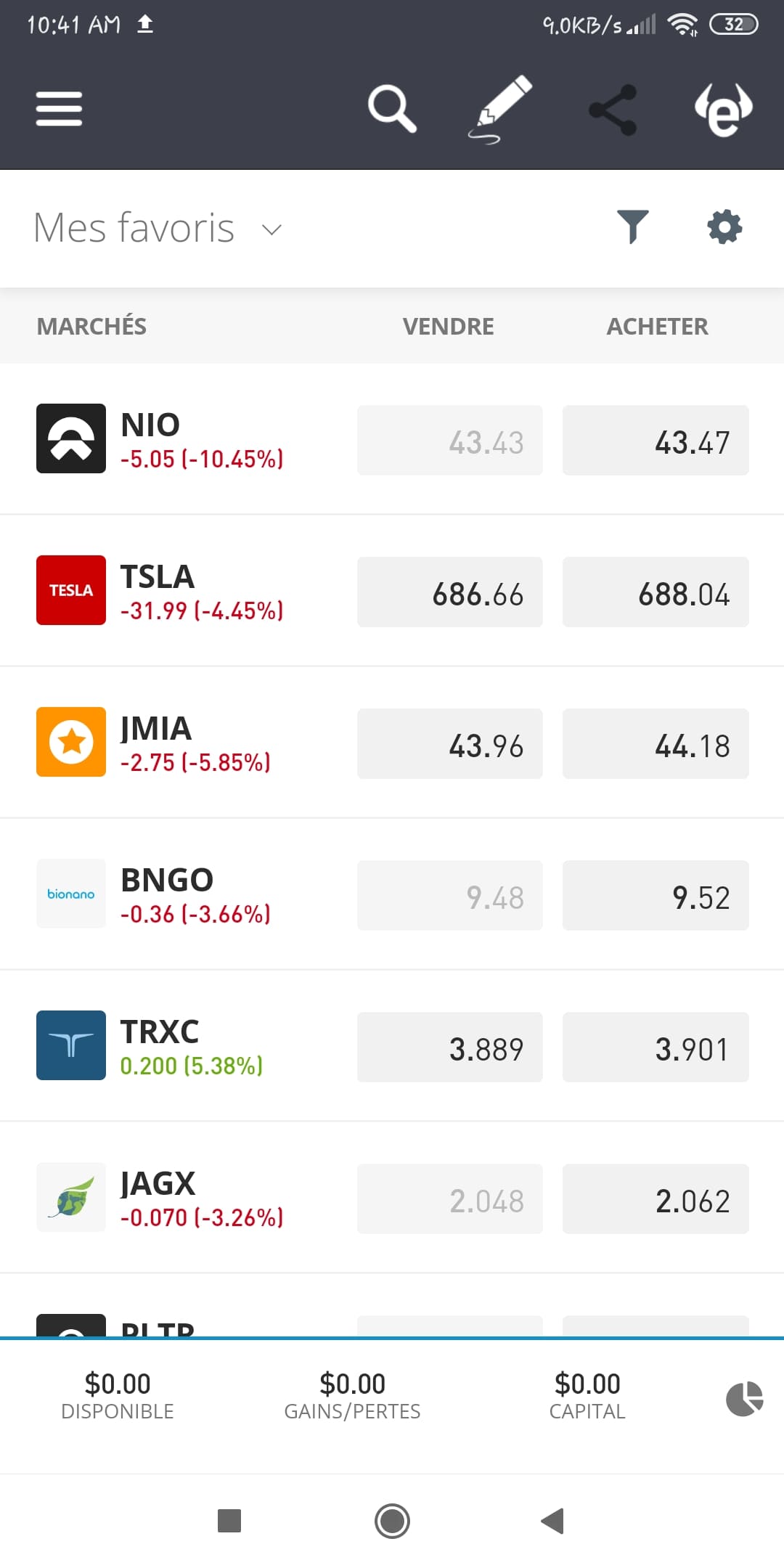 Applications mobile de trading Application de trading eToro