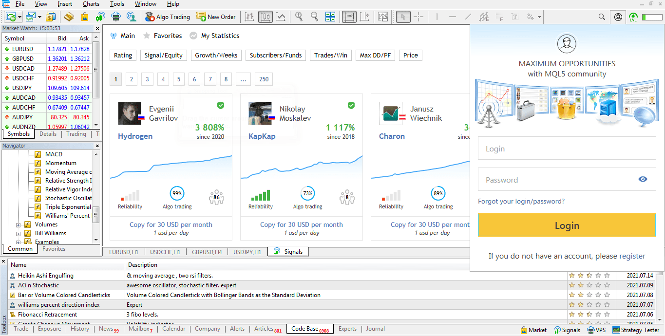 Metatrader 5 Connecté à votre compte MQL5