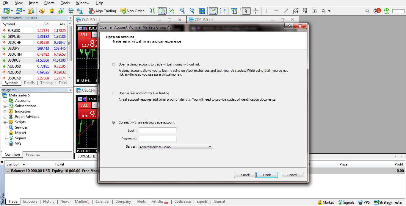 Metatrader 5 Connecter le compte