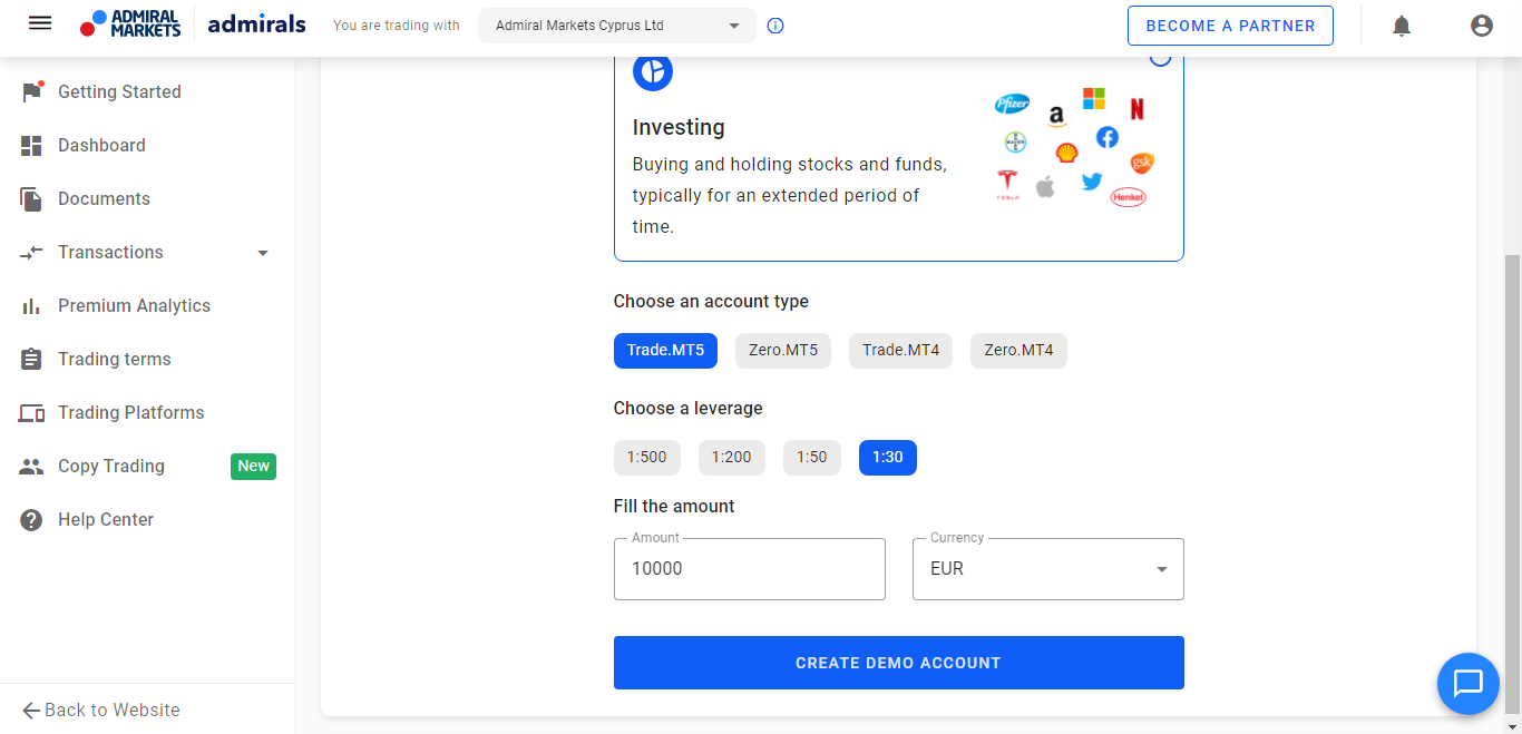 Metatrader 5 Ouvrir un nouveau compte démo