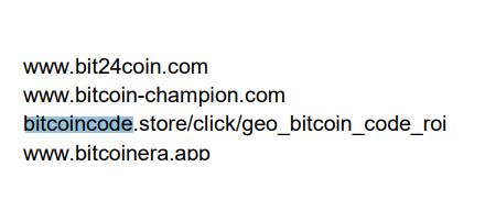 bitcoin code liste