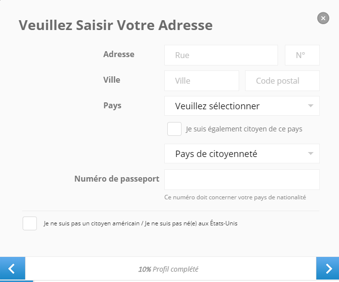 eToro Veuillez saisir votre adresse