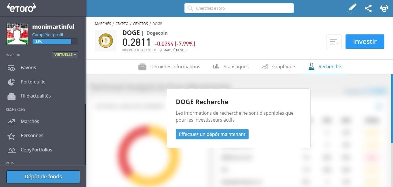 Dogecoin Analyse de marché eToro