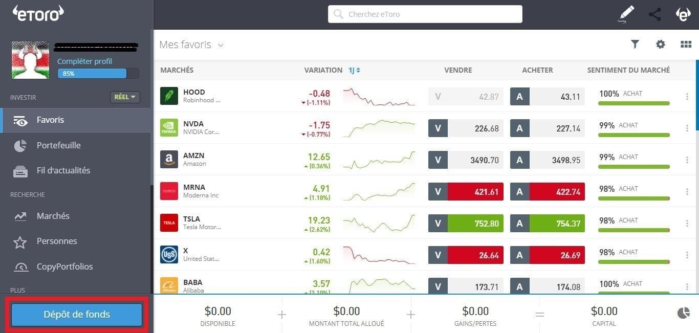 Dogecoin Dépot de fonds eToro