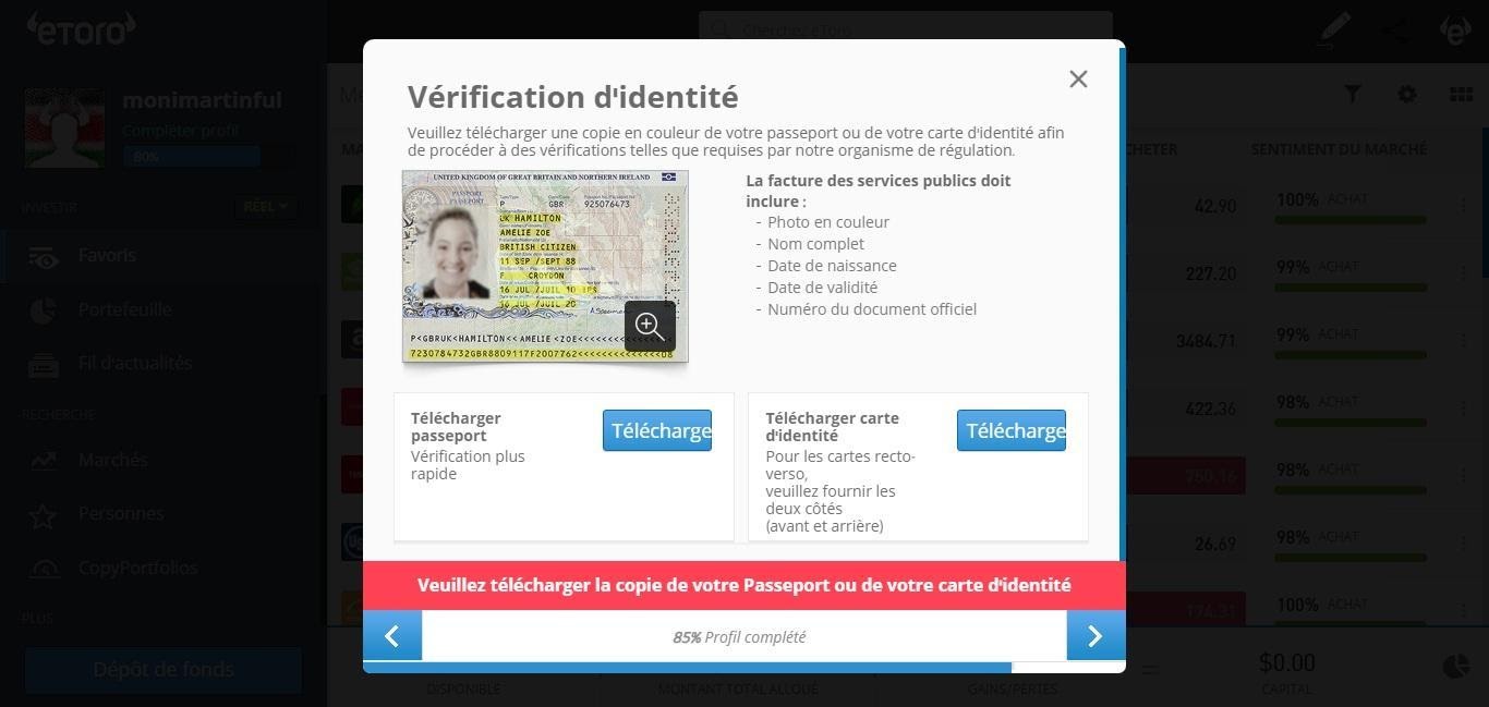 Dogecoin Vérifiez Votre Identité sur eToro