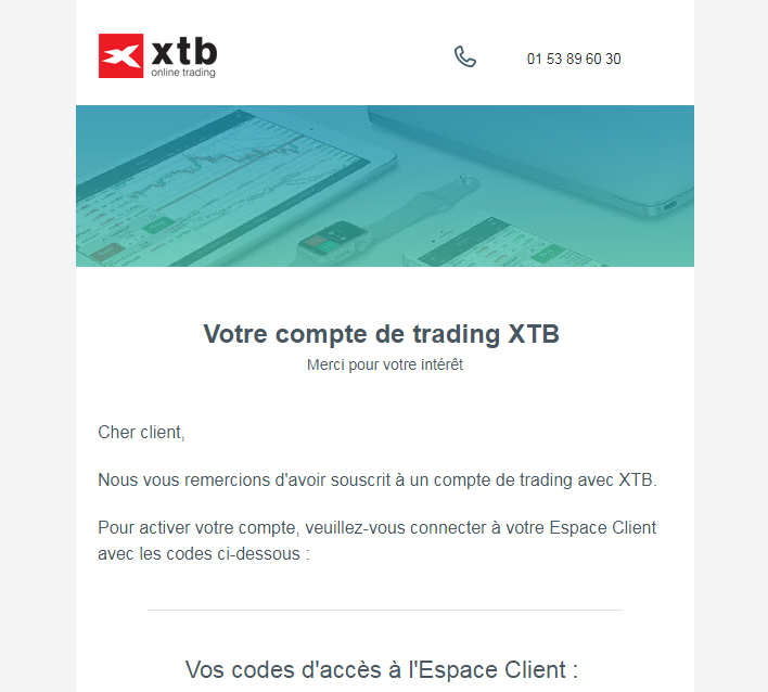 Ethereum Confirmation par e-mail pour le compte XTB