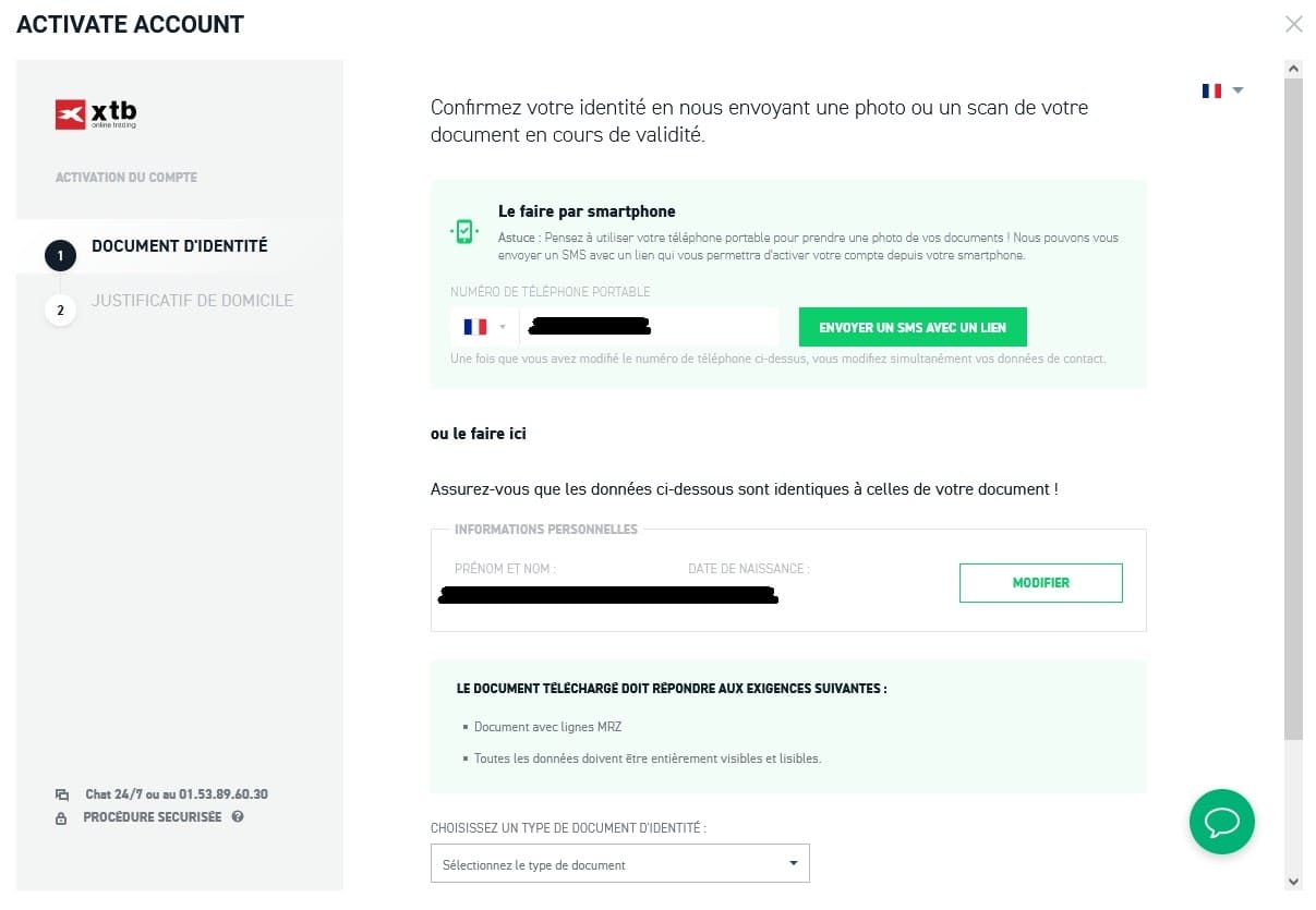 Ethereum Identifcaion de document pour XTB