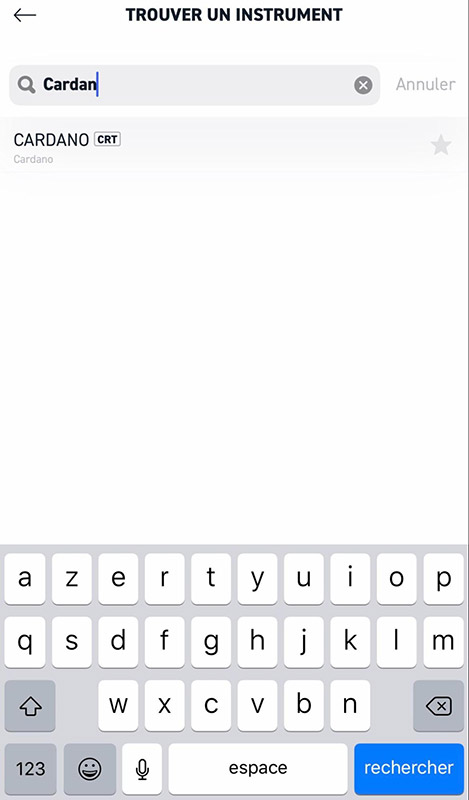 Acheter Cardano L'application mobile XTB