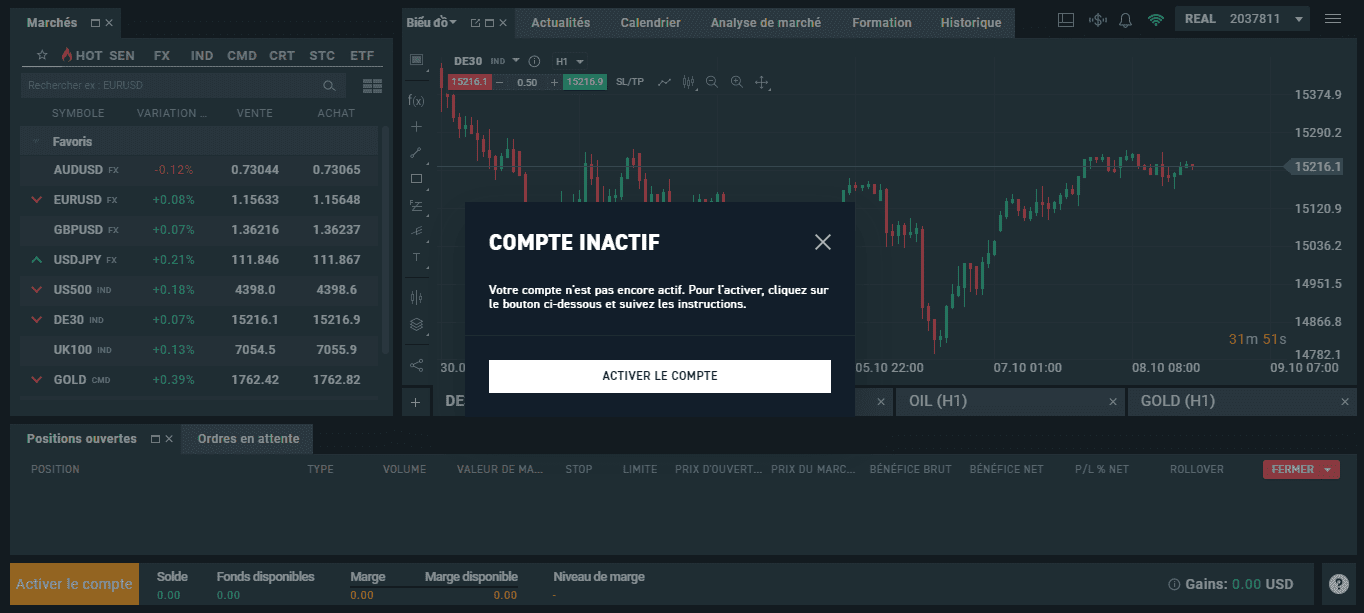 Brokers Crypto Compte XTB actif