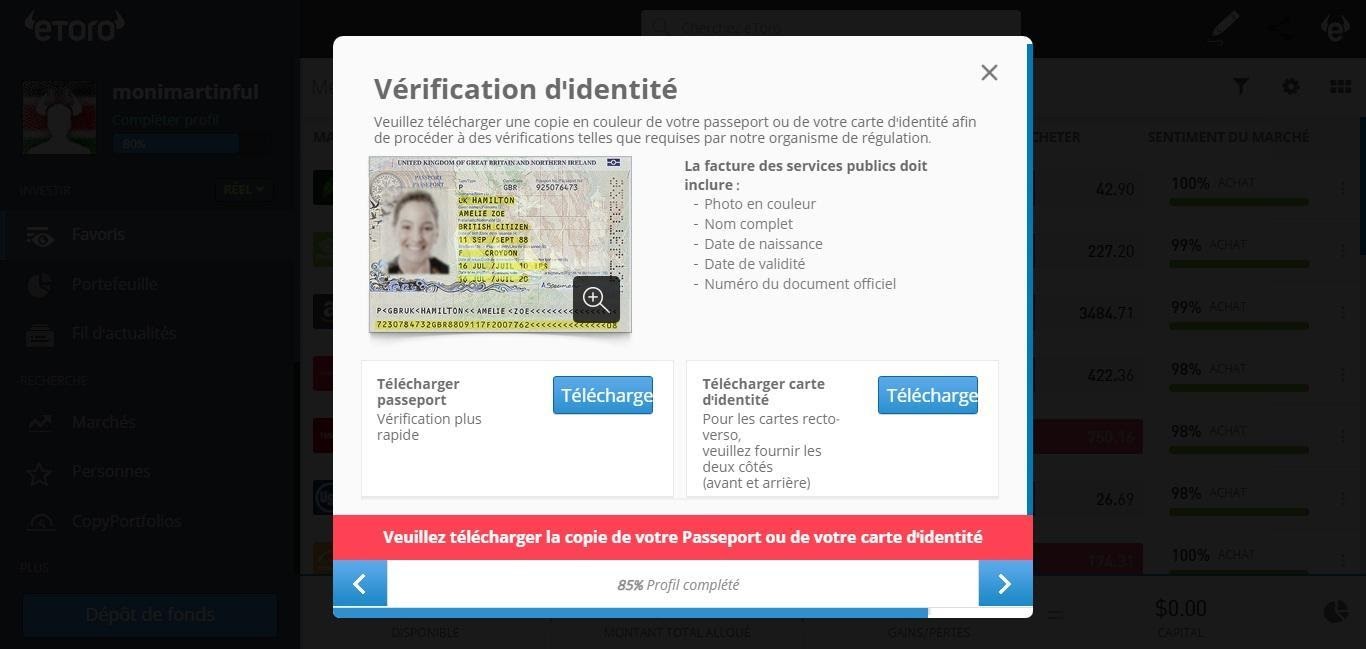 Acheter Dash Verifiez Votre Identite sur eToro