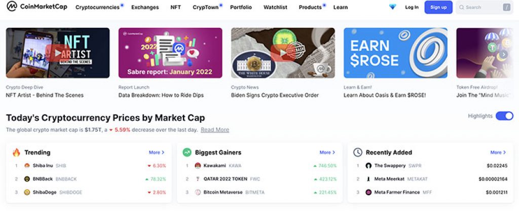 coinmarket cap capture de ecran